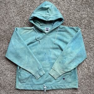 Vintage 90’s Russell Athletic Pro Cotton Teal Blue Hoodie Men Size L Made In USA
